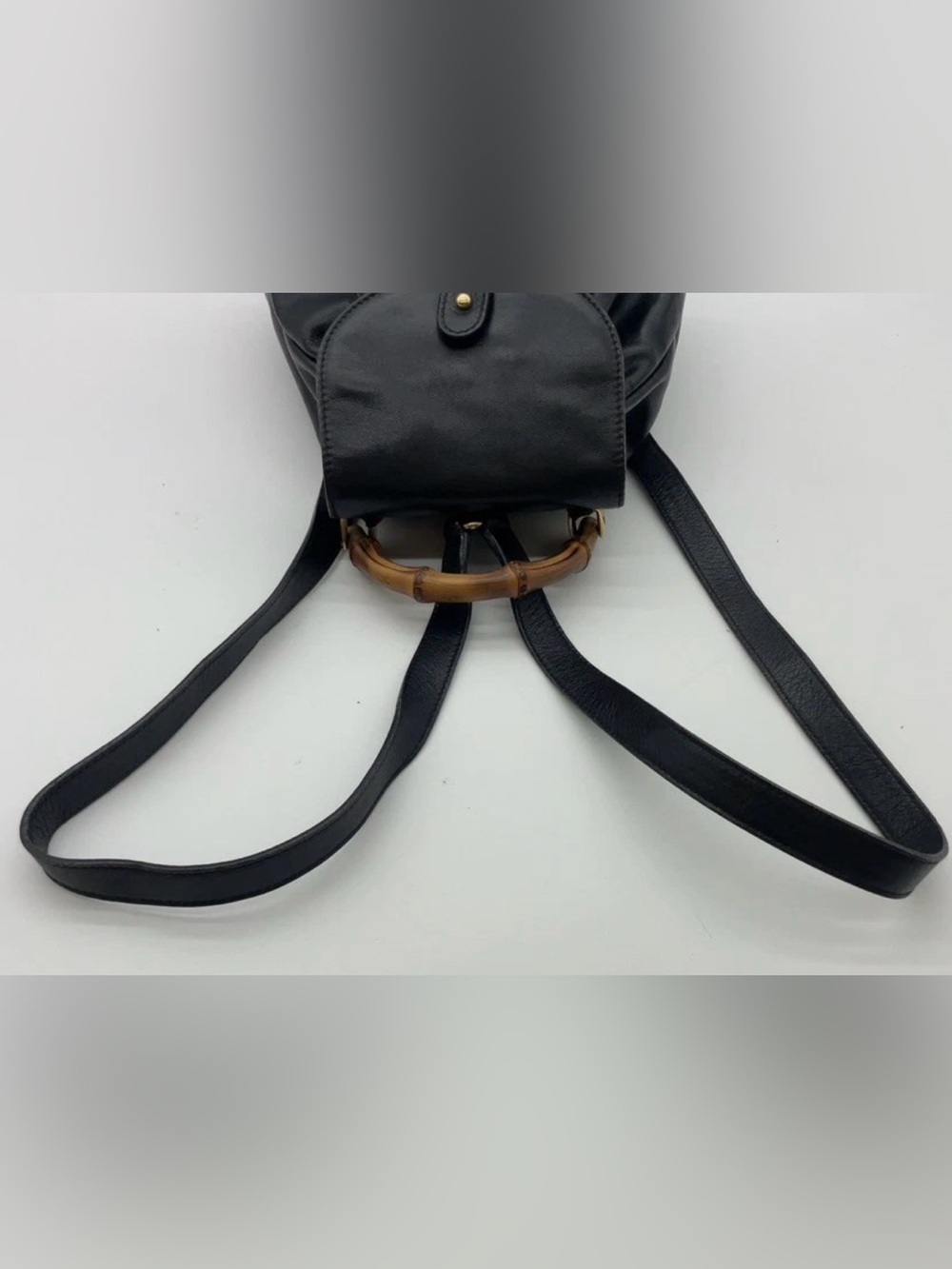 FINAL PRICE Authentic Gucci Bamboo Leather Black 003.2852 Backpack W/Dustbag - Picture 5 of 16